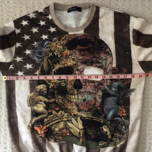 VKing by Takeshy Kurosawa Long Sleeved Skull Terry Sweatshirt Size Small EUC - Picture 11 of 14
